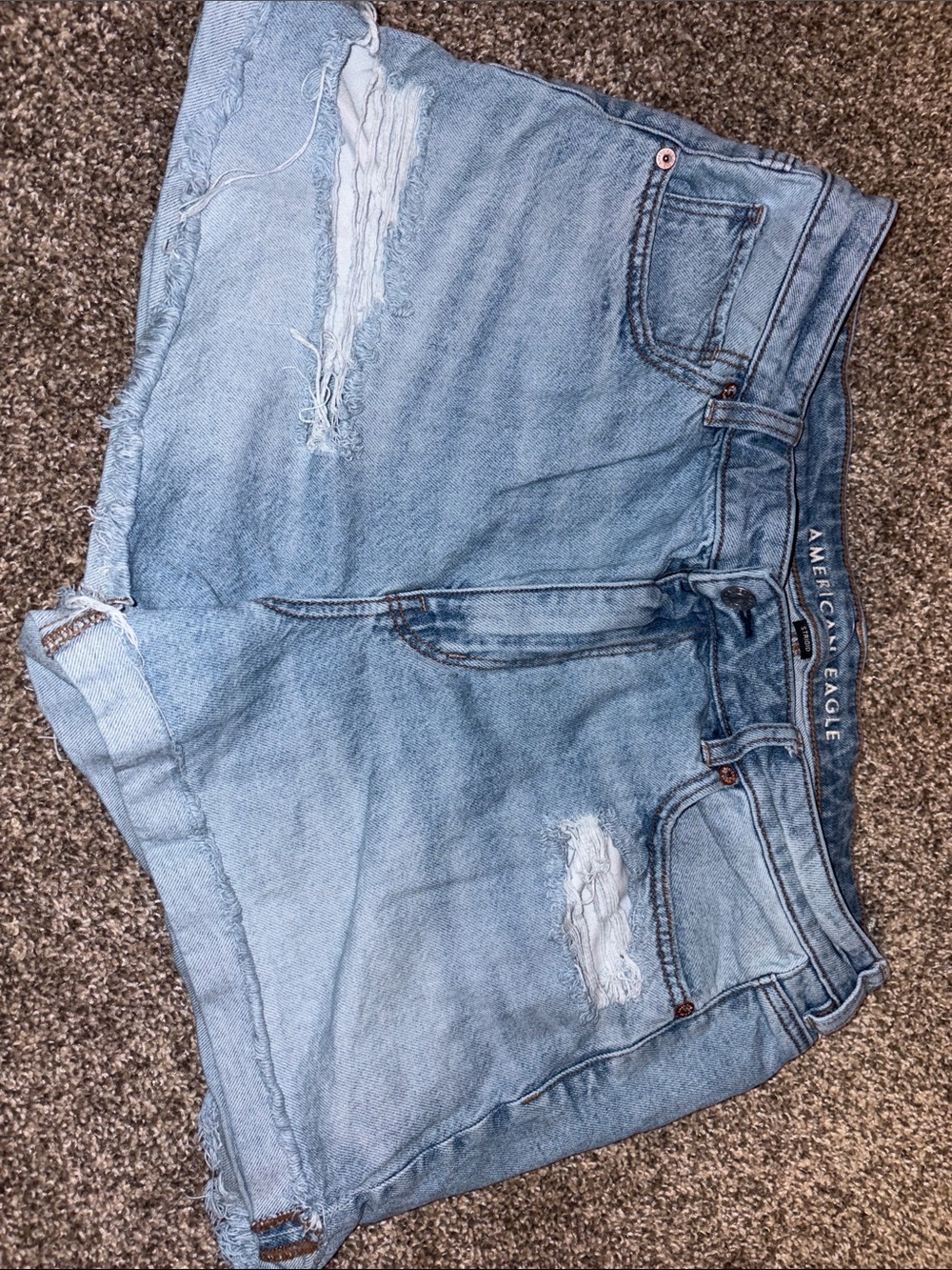 American Eagle Outfitters Light Wash Distressed Denim Shorts